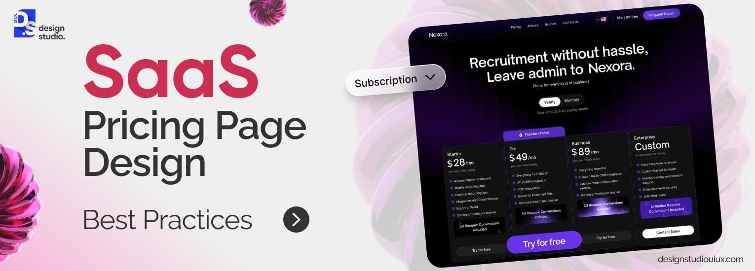 SaaS Pricing Page Design Best Practices with Examples